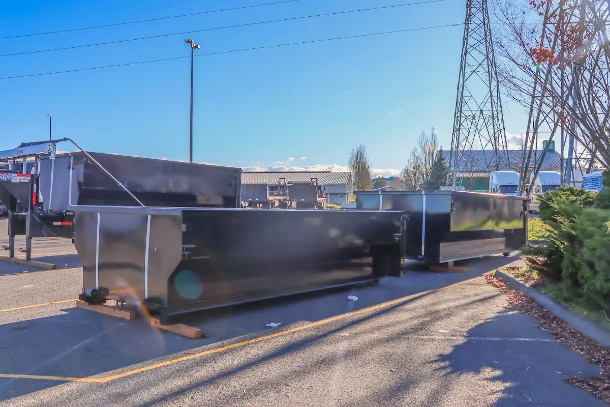 Roll-off dumpster ready for waste disposal at job site for 2 Yard Dumpster Rental in Moorpark